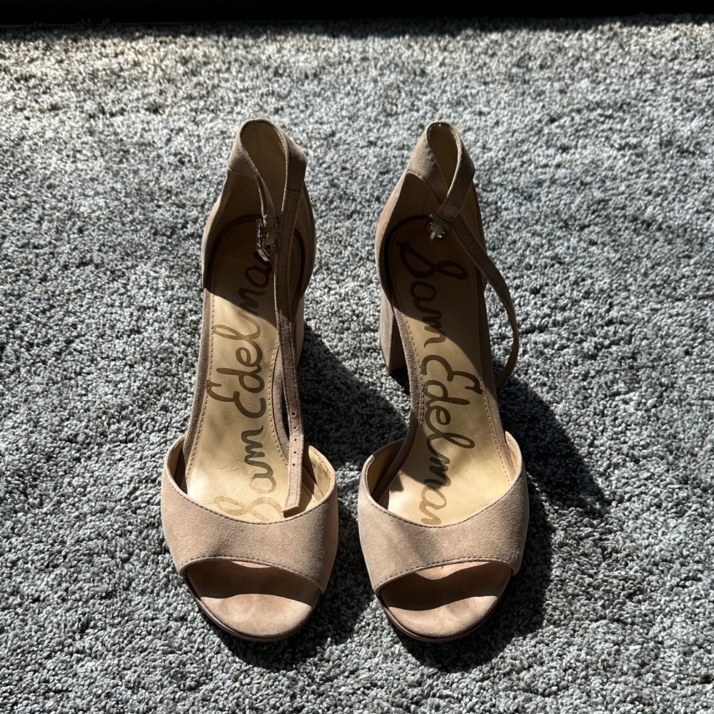 Sam Edelman Beige Open-Toe Heels
